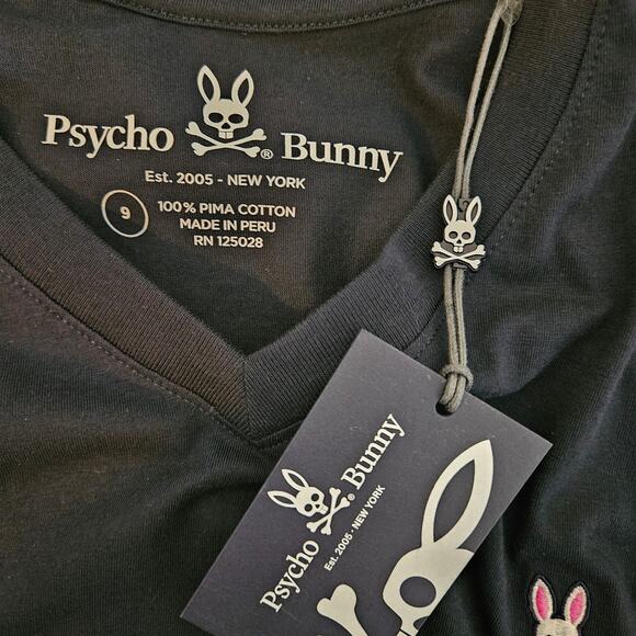 Psycho Bunny V-Neck Logo Pima Cotton T-Shirt Navy Blue | Big Man XXXL - Picture 6 of 16